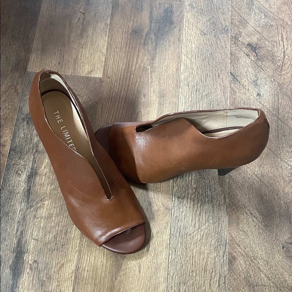 The Limited Tan Peep Toe Heels